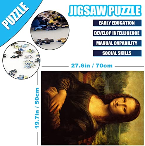 Leonardo Da Vinci - Puzzle de 1000 piezas para adultos Mona Lisa, 70 x 50 cm, puzles clásicos para adultos, 1000 piezas, para adultos, Da Vinci, pesados, 1000 piezas