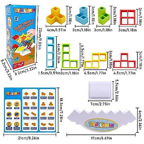 Lets Joy Tetra Tower Balance Blocks, Tetra Tower Balance Game, Bloques de Tetris, Tetra Tower Game para Niños, Juegos Apilables para Niños, Juguetes de Montessori Educativos, Regalo para Niños