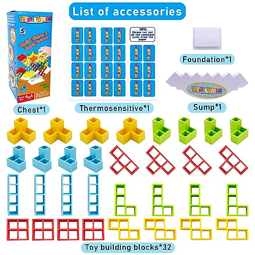 Lets Joy Tetra Tower Balance Blocks, Tetra Tower Balance Game, Bloques de Tetris, Tetra Tower Game para Niños, Juegos Apilables para Niños, Juguetes de Montessori Educativos, Regalo para Niños