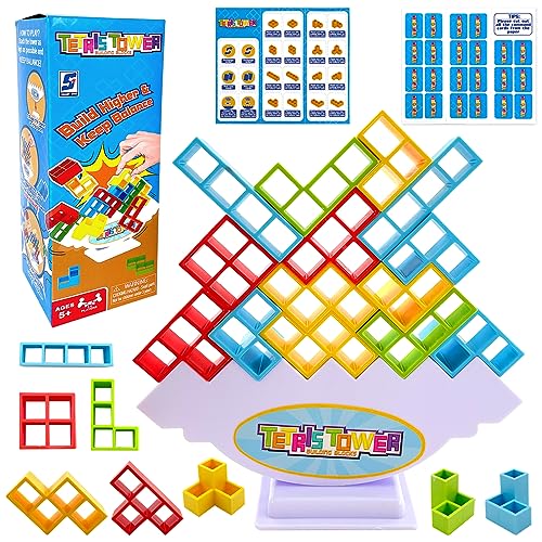 Lets Joy Tetra Tower Balance Blocks, Tetra Tower Balance Game, Bloques de Tetris, Tetra Tower Game para Niños, Juegos Apilables para Niños, Juguetes de Montessori Educativos, Regalo para Niños