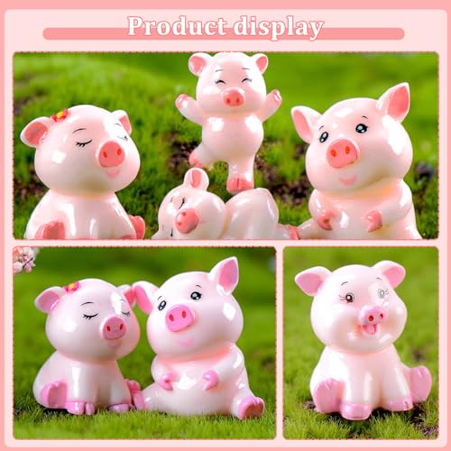 LETTERASHQP Figuras de cerdito de la suerte, decoraciones de pastel de cerdo, cerdo de la suerte, cerdo de la suerte para manualidades, decoración de pasteles, decoración de jardín de hadas,