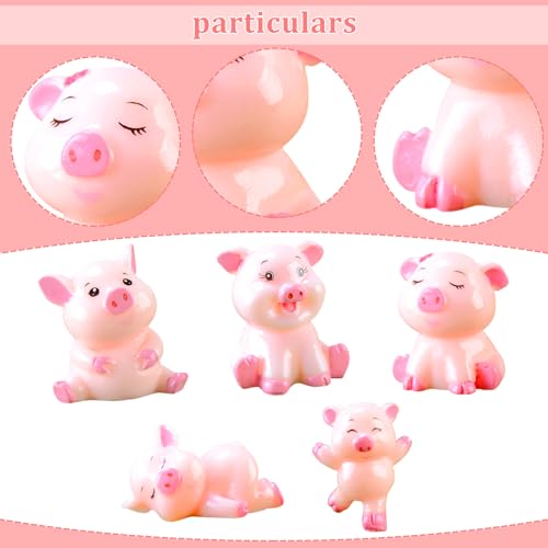 LETTERASHQP Figuras de cerdito de la suerte, decoraciones de pastel de cerdo, cerdo de la suerte, cerdo de la suerte para manualidades, decoración de pasteles, decoración de jardín de hadas,