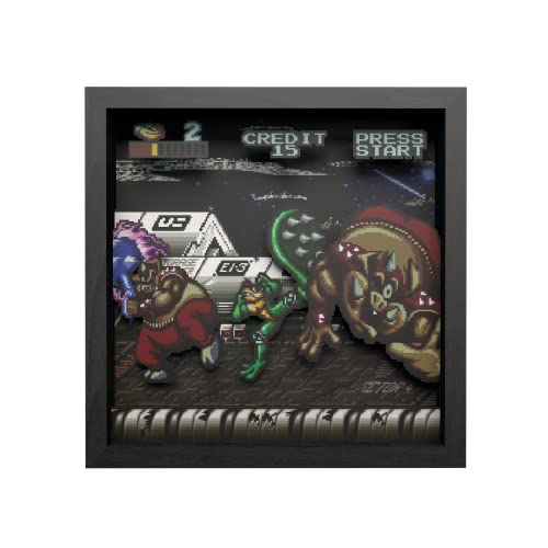 Level Up Labs Pixel Frames: Battletoads Big Bad Boot Caja de sombra 3D Decoración enmarcada para pared, hogar, exhibición de estantes, póster de juego, colección de arte para niños, niñas,