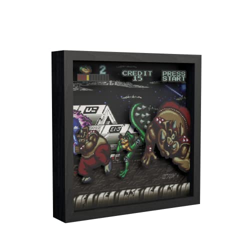 Level Up Labs Pixel Frames: Battletoads Big Bad Boot Caja de sombra 3D Decoración enmarcada para pared, hogar, exhibición de estantes, póster de juego, colección de arte para niños, niñas,