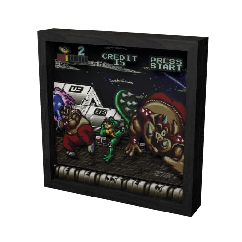 Level Up Labs Pixel Frames: Battletoads Big Bad Boot Caja de sombra 3D Decoración enmarcada para pared, hogar, exhibición de estantes, póster de juego, colección de arte para niños, niñas,