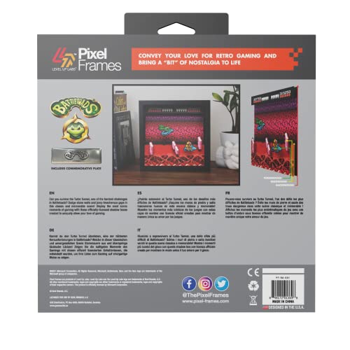 Level Up Labs Pixel Frames: Battletoads NES Turbo Tunnel Caja de sombra 3D Decoración enmarcada para pared, hogar, exhibición de estantes, póster de juego, colección de arte para niños, niñas,