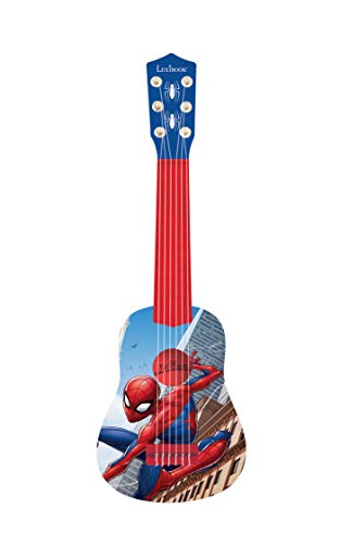 LEXIBOOK- Marvel Spiderman-Mi Primera Guitarra, 53 cm, 6 Cuerdas de Nailon, Instrumento Infantil, a Partir de 3 años K Spider-Man Peter Parker Nylon, guía incluida, Azul/Rojo, Color