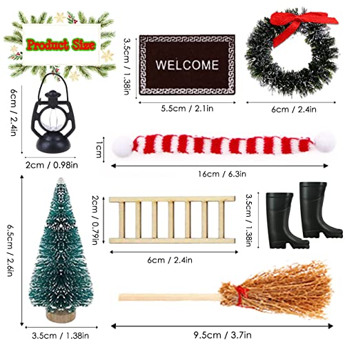 LGZIN Casa de Muñecas Navideña Miniatura, 8 Piezas Juego de Accesorios Jardín en Miniatura Navidad, Accesorios para Puerta de Gnomo, Juego de Casas de Muñecas de Navidad