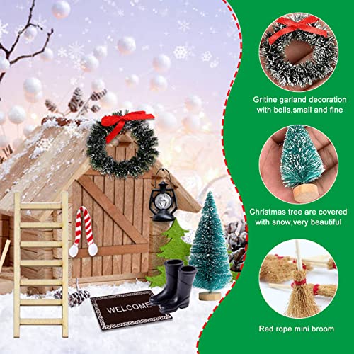 LGZIN Casa de Muñecas Navideña Miniatura, 8 Piezas Juego de Accesorios Jardín en Miniatura Navidad, Accesorios para Puerta de Gnomo, Juego de Casas de Muñecas de Navidad