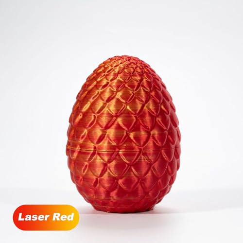 LGZY Adornos dragón Impresos en 3D, Juguetes articulados con Forma Huevo dragón, Huevo de dragón de Cristal de ensueño, Adornos de Huevo de Dragón,Laser Red