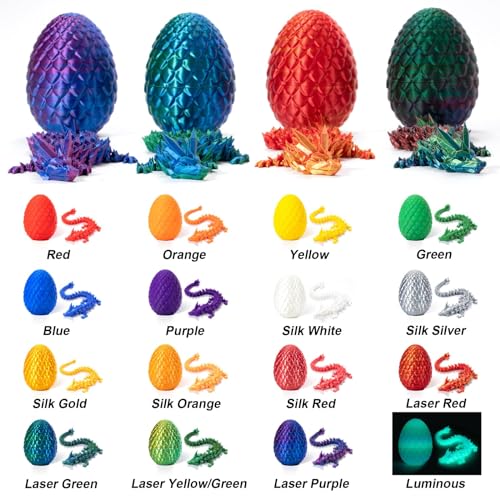 LGZY Adornos dragón Impresos en 3D, Juguetes articulados con Forma Huevo dragón, Huevo de dragón de Cristal de ensueño, Adornos de Huevo de Dragón,Laser Red