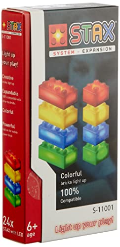 Light STAX Bloques de construcción Expansion 11001, compatibles con el Sistema STAX y Todas Las Marcas conocidas de Bloques de construcción, 24 Bloques adicionales (Rojo, Amarillo, Azul y Verde)