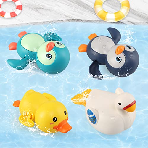 LinStyle Juguetes Baño Bebe, Juguetes Bañera para 1 2 3 Año, 4 Piezas Juguetes de Natación del Flotante, Animales de Juguete Agua, Juguetes Piscina Regalos para Bebé Niños