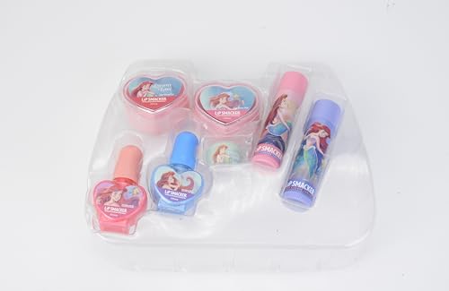 Lip Smacker Princess Ariel Mini Tote Bag, Set de Maquillaje Todo en Uno para Niños, Maquillaje para Rostro, Labios y Uñas con Accesorios de Belleza para tus Hijos