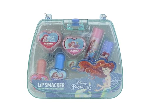 Lip Smacker Princess Ariel Mini Tote Bag, Set de Maquillaje Todo en Uno para Niños, Maquillaje para Rostro, Labios y Uñas con Accesorios de Belleza para tus Hijos