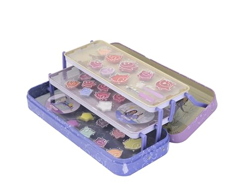 Lip Smacker Wish Triple-Tier Beauty Tin, Set de Maquillaje para Niñas Disney Wish, Brillos Labiales, Sombras Brillantes, Accesorios de Belleza y Pegatinas, Maquillaje para Niñas de Princesas Disney