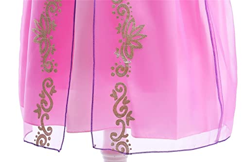 Lito Angels Disfraz de Princesa Rapunzel Vestido con Peluca Trenza para Niña, Talla 7 años, Morada