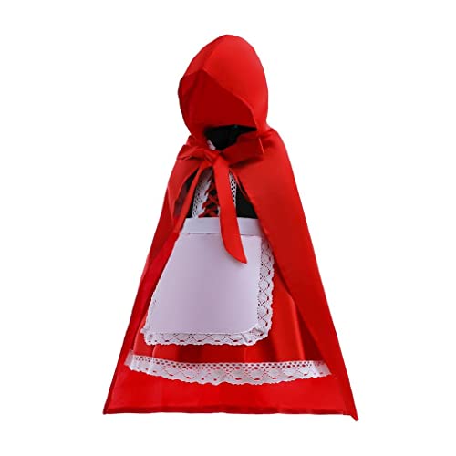 Lito Angels Disfraz de Vestido Caperucita Roja con Capa con Capucha para Niñas Pequeñas Talla 2-3 años, Rojo