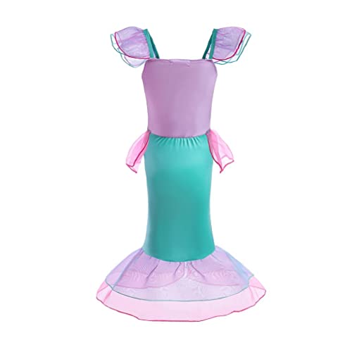 Lito Angels Disfraz Sirenita Vestido Sirena Princesa Ariel con Peluca de Pelo para Niñas, Talla 8-9 años, Rosa Fuerte