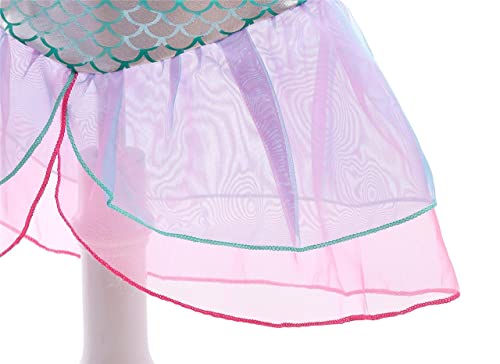 Lito Angels Disfraz Sirenita Vestido Sirena Princesa Ariel con Peluca de Pelo para Niñas, Talla 8-9 años, Rosa Fuerte