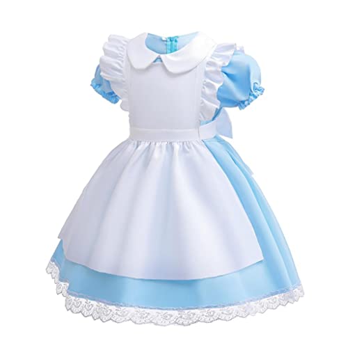 Lito Angels Disfraz Vestido de Alicia en el País de las Maravillas con Delantal Blanco y Aro de Pelo para Niñas Talla 12-14 años, Azul (Número de etiqueta 160)