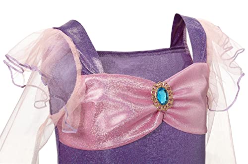 Lito Angels Disfraz Vestido Sirenita Princesa Ariel Sirena con Peluca de Pelo para Niñas Talla 8-9 años, Azul Morado