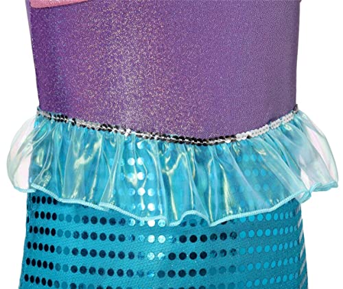 Lito Angels Disfraz Vestido Sirenita Princesa Ariel Sirena con Peluca de Pelo para Niñas Talla 8-9 años, Azul Morado