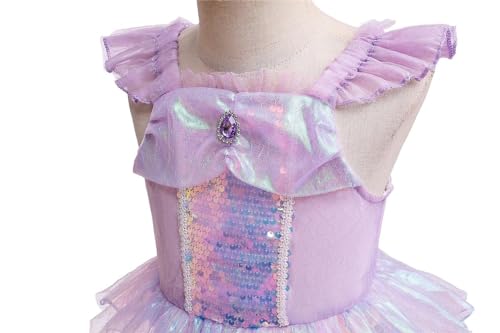 Lito Angels Disfraz Vestido Sirenita Princesa Ariel Sirena con Peluca de Pelo para Niñas Talla 8-9 años, Morado (Número de etiqueta 140)