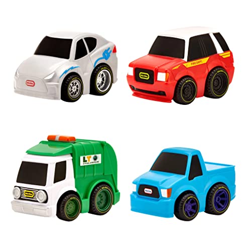 little tikes My First Cars Crazy Fast Cars Serie 4 - Camión de Basura Verde y Blanco - Vehículo de Juguete, alcanza los 15m de Distancia - Diseño Realista, fácil de Usar - Edad: 3+ años