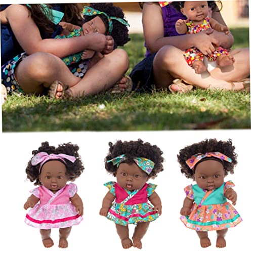 Liummrcy Soft Baby muñeca 20 cm CM Muñecas de bebé recién Nacidos Artificiales Negro Muñeca Recién Nacida Encantadora Niña Africana Africana Baby Baby Simulation Simulation Doll para niños pequeños