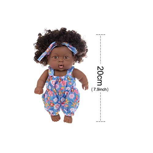 Liummrcy Soft Baby muñeca 20 cm CM Muñecas de bebé recién Nacidos Artificiales Negro Muñeca Recién Nacida Encantadora Niña Africana Africana Baby Baby Simulation Simulation Doll para niños pequeños