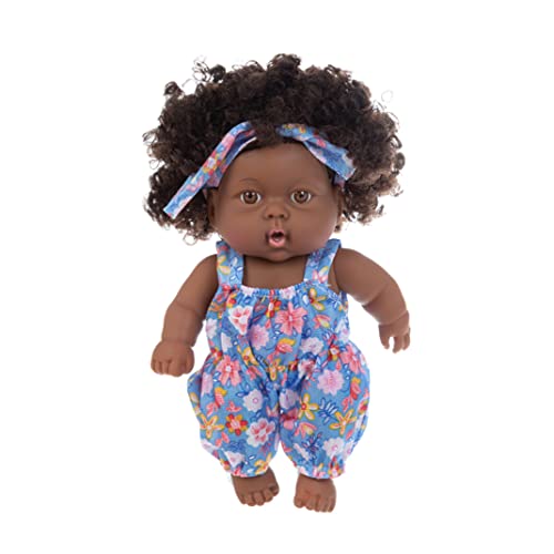 Liummrcy Soft Baby muñeca 20 cm CM Muñecas de bebé recién Nacidos Artificiales Negro Muñeca Recién Nacida Encantadora Niña Africana Africana Baby Baby Simulation Simulation Doll para niños pequeños