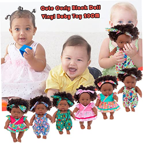 Liummrcy Soft Baby muñeca 20 cm CM Muñecas de bebé recién Nacidos Artificiales Negro Muñeca Recién Nacida Encantadora Niña Africana Africana Baby Baby Simulation Simulation Doll para niños pequeños