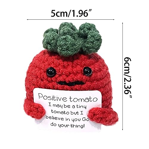 LIUTIAOP Positive Tomate Pocket Hug Muñecas de Lana de Punto con Tarjetas de Energía Positivas Tomate Inspirador Regalo de Aliento Divertido Tomate Positivo