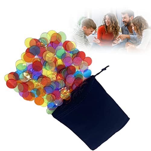 LJFEA 100 Pcs Fichas Bingo, Transparente Contando Fichas, Fichas Bingo Pequenas, y Una Bolsa de Franela