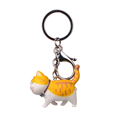 Llavero de gato, mini lindo modelo de gato gordito de dibujos animados colgante de juguete llavero llavero bolsa colgante - negro gris, Blanco Amarillo, talla única