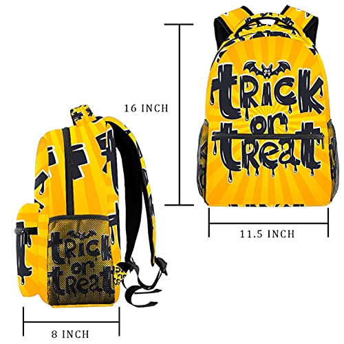 Longfind Mochila Casual Moda para Adolescente Mochilas Aire Libre Ligeras Mochila Mujer Bolsas Escolares para Niños y Niñas Truco de halloween 29.4x20x40cm