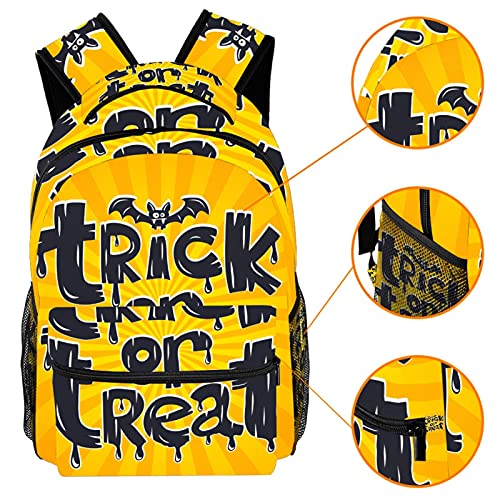 Longfind Mochila Casual Moda para Adolescente Mochilas Aire Libre Ligeras Mochila Mujer Bolsas Escolares para Niños y Niñas Truco de halloween 29.4x20x40cm