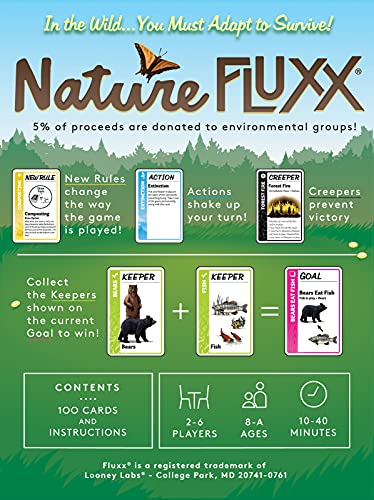 Looney Labs , Nature Fluxx , Board Game , Ages 8+ , 2-6 Players , 10-40 Minutes Playing Time