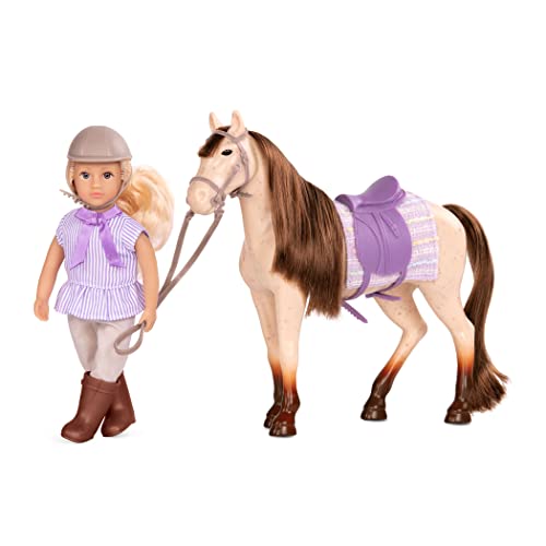 Lori Mini Juguete – Muñeca de 6 Pulgadas American Quarter Horse – Set con Ropa, Caballo y Accesorios – Juego para niños – 3 años + – Marjorie & Maple (Branford Ltd. LO31217Z)