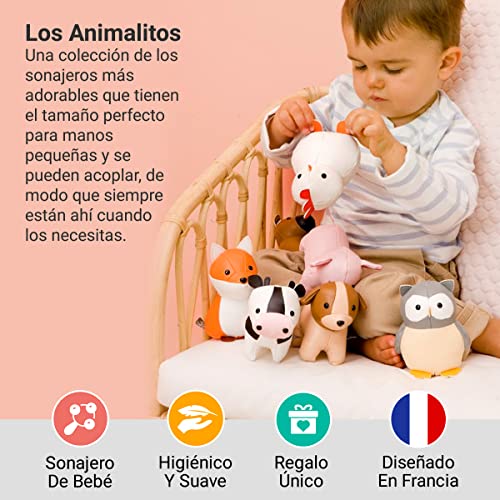 Los Tiny Friends de Little Big Friends | Sonajeros para bebé | Animales blanditos | Fáciles de limpiar | Decoración para habitación de bebé | El zorro Ricardo