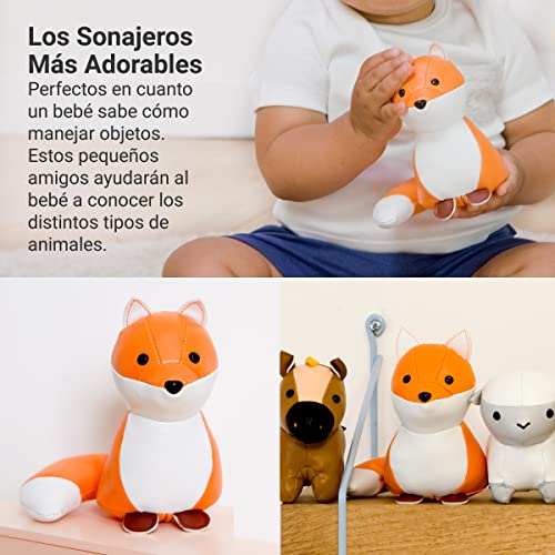 Los Tiny Friends de Little Big Friends | Sonajeros para bebé | Animales blanditos | Fáciles de limpiar | Decoración para habitación de bebé | El zorro Ricardo