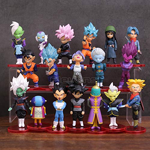 LOTE de 18 figuras de Dragon Ball DBZ DBS DB GT PVC personajes de Goku Vegeta Zamasu Trunks Zeno Goku Black Gohan Zamas 5-9 cm aprox tamaño figuras