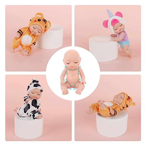 Lotvic Muñecas Reborn, 10PCS Bebe Reborn Realista, Mini Bebés de Silicona, 4 Pulgada Juego de Muñecas, Realista Muñecas Reborn Bebé, Muñeca Bebe Juguete,Mini Muñecas para Accesorios de Casa de Muñecas