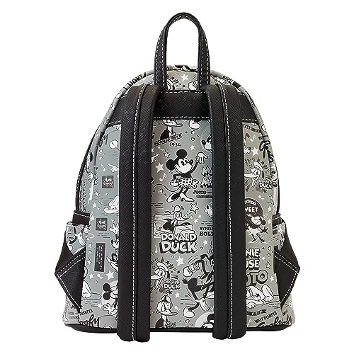 Loungefly Walt Disney 100th Black & White Mickey & Friends Mini Backpack, Mickey Mouse, Exclusiva Amazon, Bolso Coleccionable, Idea de Regalo, Mercancia Oficial, para Chicos, Chicas