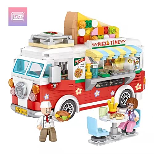 LOZ 1739. Kit de construccion miniaturizada. Furgoneta Pizza Truck. 491 Piezas.