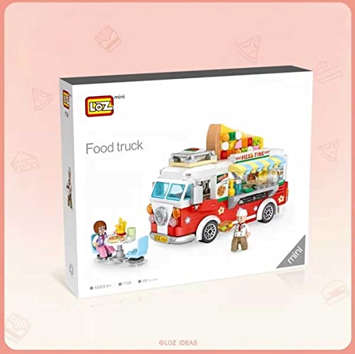 LOZ 1739. Kit de construccion miniaturizada. Furgoneta Pizza Truck. 491 Piezas.