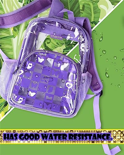 LSSAGOON Mochila Transparente para Niña Niño Adolescente Mujer, Mochilas Escolar Impermeable con Monedero, Backpack Casual para Concierto Deporte Escuela de Viajes