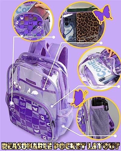 LSSAGOON Mochila Transparente para Niña Niño Adolescente Mujer, Mochilas Escolar Impermeable con Monedero, Backpack Casual para Concierto Deporte Escuela de Viajes