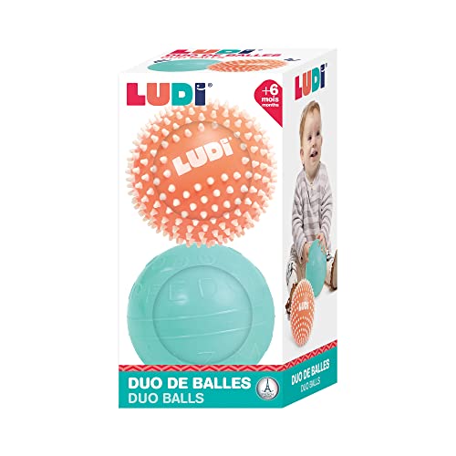 LUDI - Juego de 2 Bolas Suaves sensoriales para el Despertar del bebé - a Partir de 6 Meses